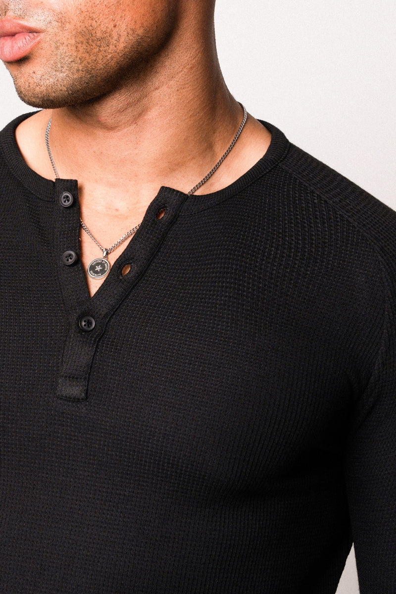 Waffle Slim Henley Longsleeve