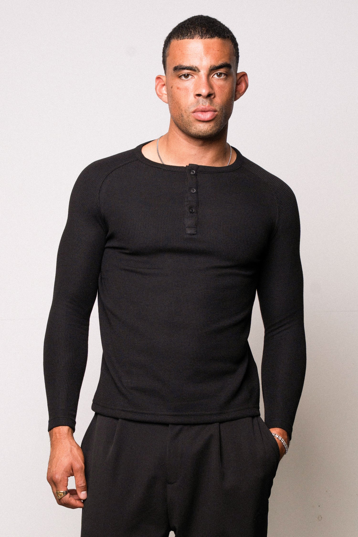 Waffle Slim Henley Longsleeve